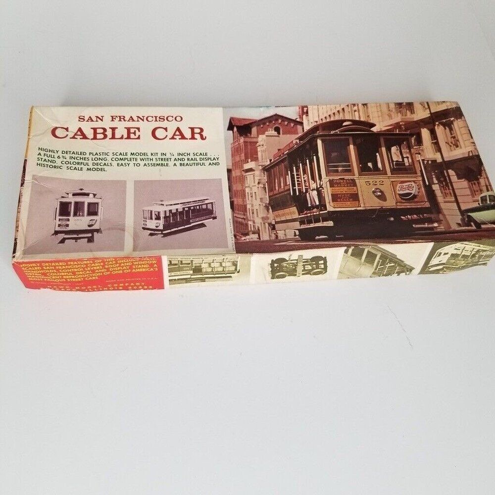 Vintage Hawk San Francisco Cable Car Model Kit Plastic 517-130 Paperwork Box